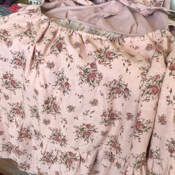 House Of Harlow 1960 Linen Blend Floral Halter Mini Dress sz Large NWT - Picture 11 of 15